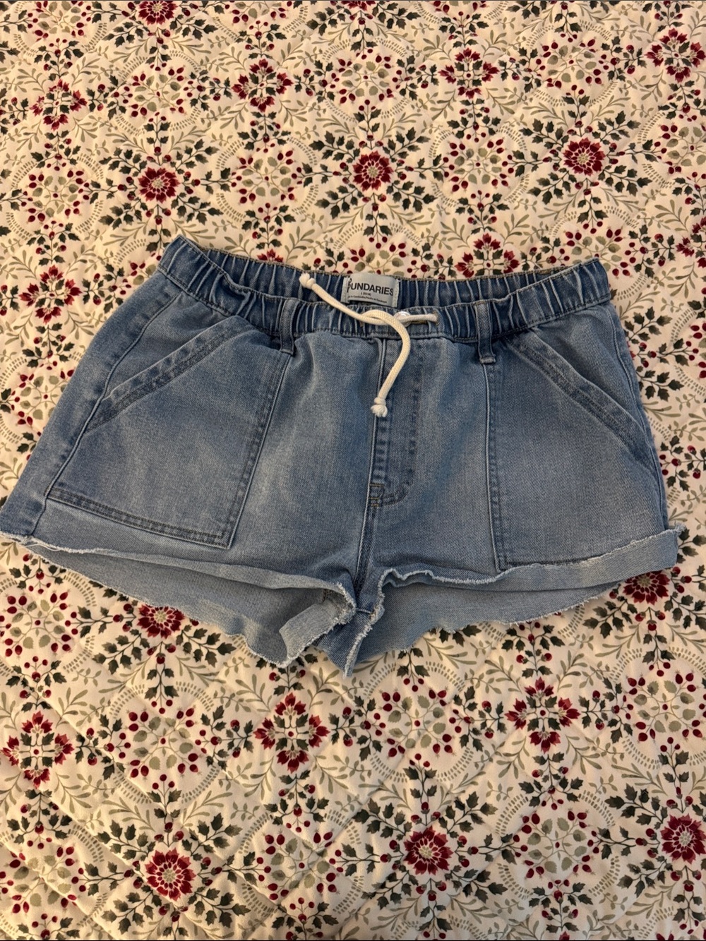 No Boundaries Light Blue Denim Drawstring Shorts
